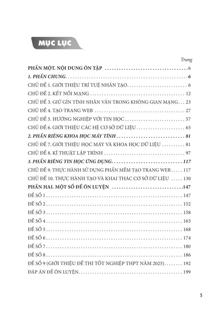 HƯỚNG DẪN ÔN THI TỐT NGHIỆP THPT MÔN TIN HỌC (Năm học: 2025 - 2026)